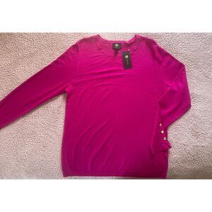 NWT JM Collection Women's Hot Pink Textured Knit Sweater Sz Medium Casual dressy